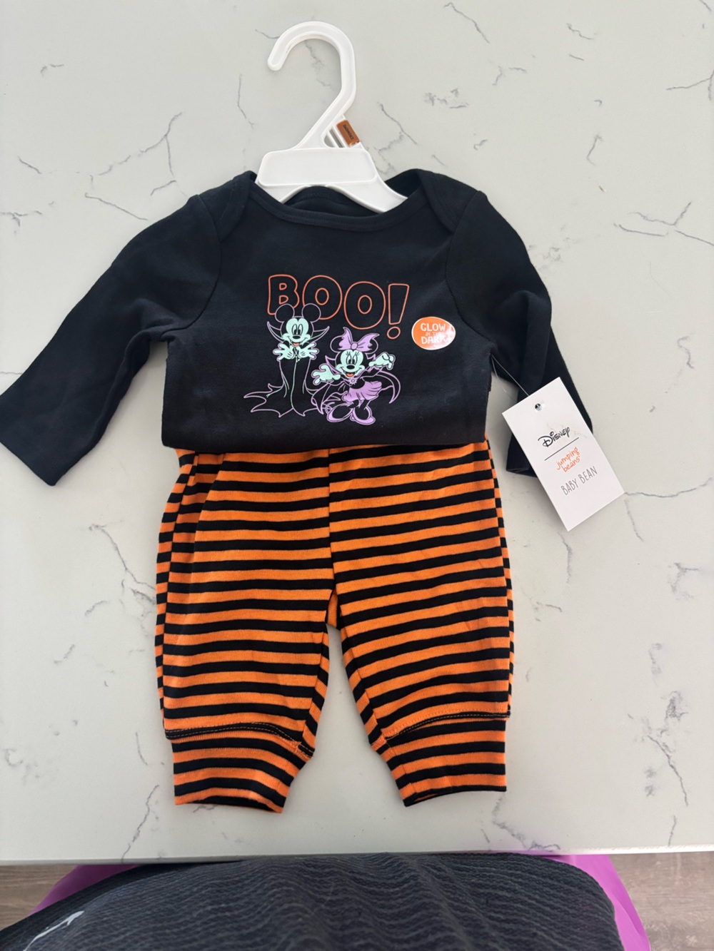 Disney Baby Black Top with Orange & Black Striped Pants